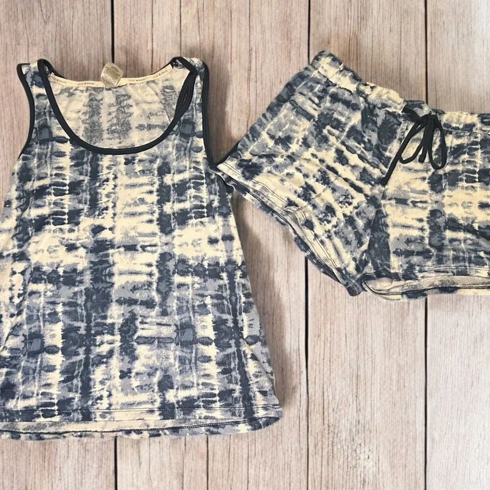 Lucky Brand Women's Super Soft Knit‎ Winter Tie Dye PJ Pajamas Set Blue Size S